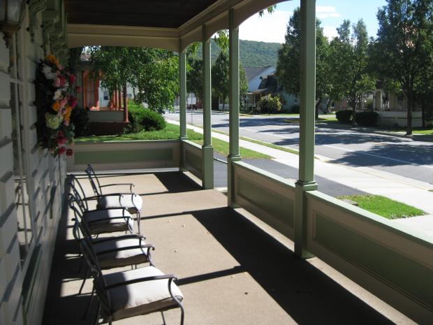 There's plenty of room for friends to gather on our front porch.